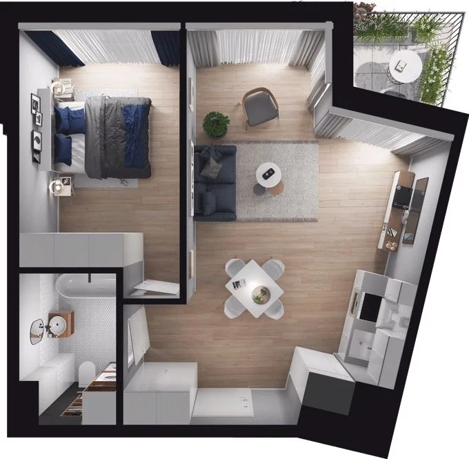 2 pokoje, mieszkanie 45,78 m², piętro 3, oferta nr WO/O18/30, Wiszące Ogrody, Gdańsk, Jasień, Kiełpinek, ul. Przytulna