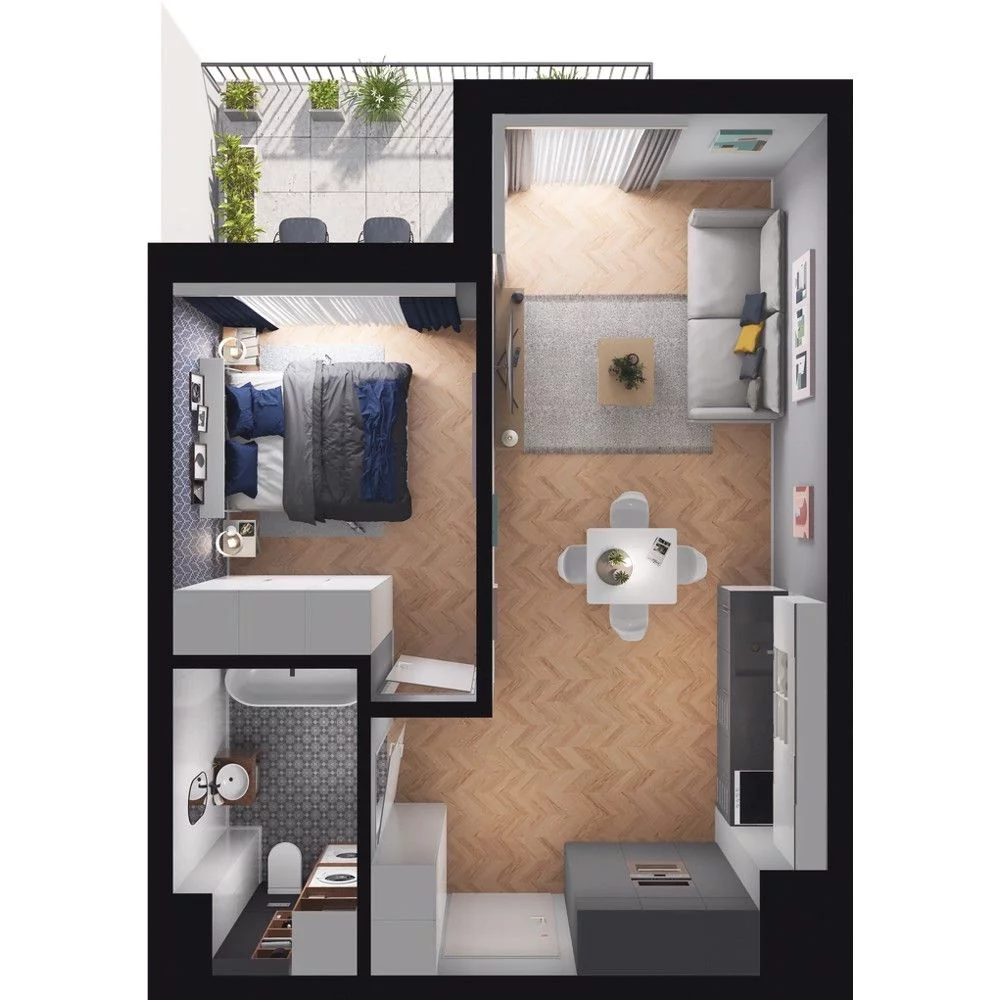 2 pokoje, mieszkanie 41,68 m², piętro 1, oferta nr WO/O16/19, Wiszące Ogrody, Gdańsk, Jasień, Kiełpinek, ul. Przytulna