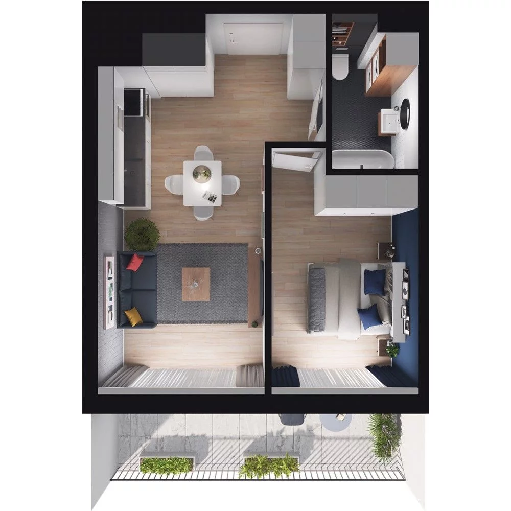 2 pokoje, mieszkanie 39,21 m², piętro 4, oferta nr WO/O16/43, Wiszące Ogrody, Gdańsk, Jasień, Kiełpinek, ul. Przytulna