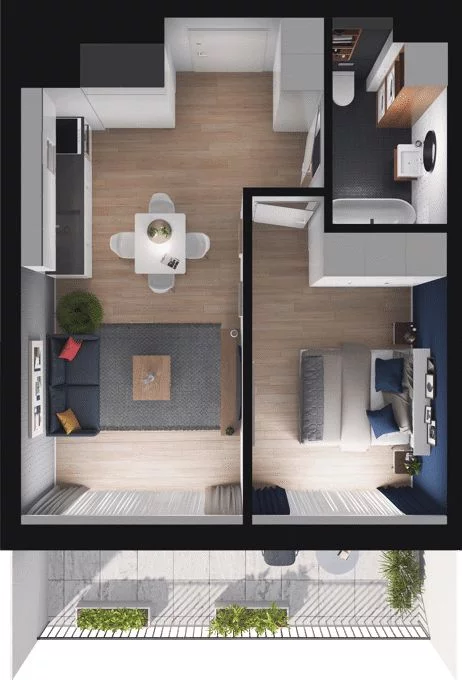 2 pokoje, mieszkanie 39,21 m², piętro 4, oferta nr WO/O16/43, Wiszące Ogrody, Gdańsk, Jasień, Kiełpinek, ul. Przytulna