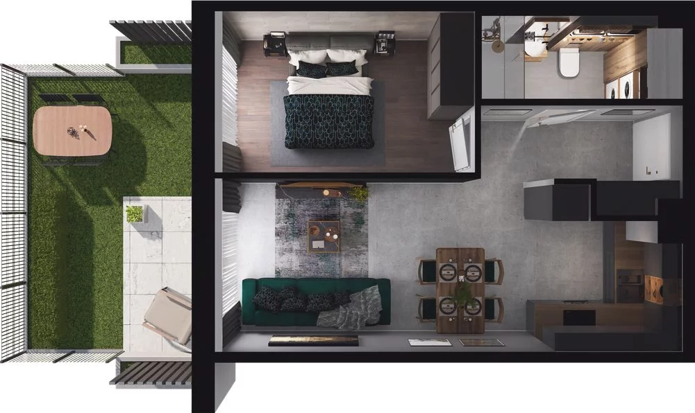 2 pokoje, mieszkanie 42,59 m², parter, oferta nr WO/T/13/10, Wiszące Ogrody, Gdańsk, Jasień, Kiełpinek, ul. Przytulna