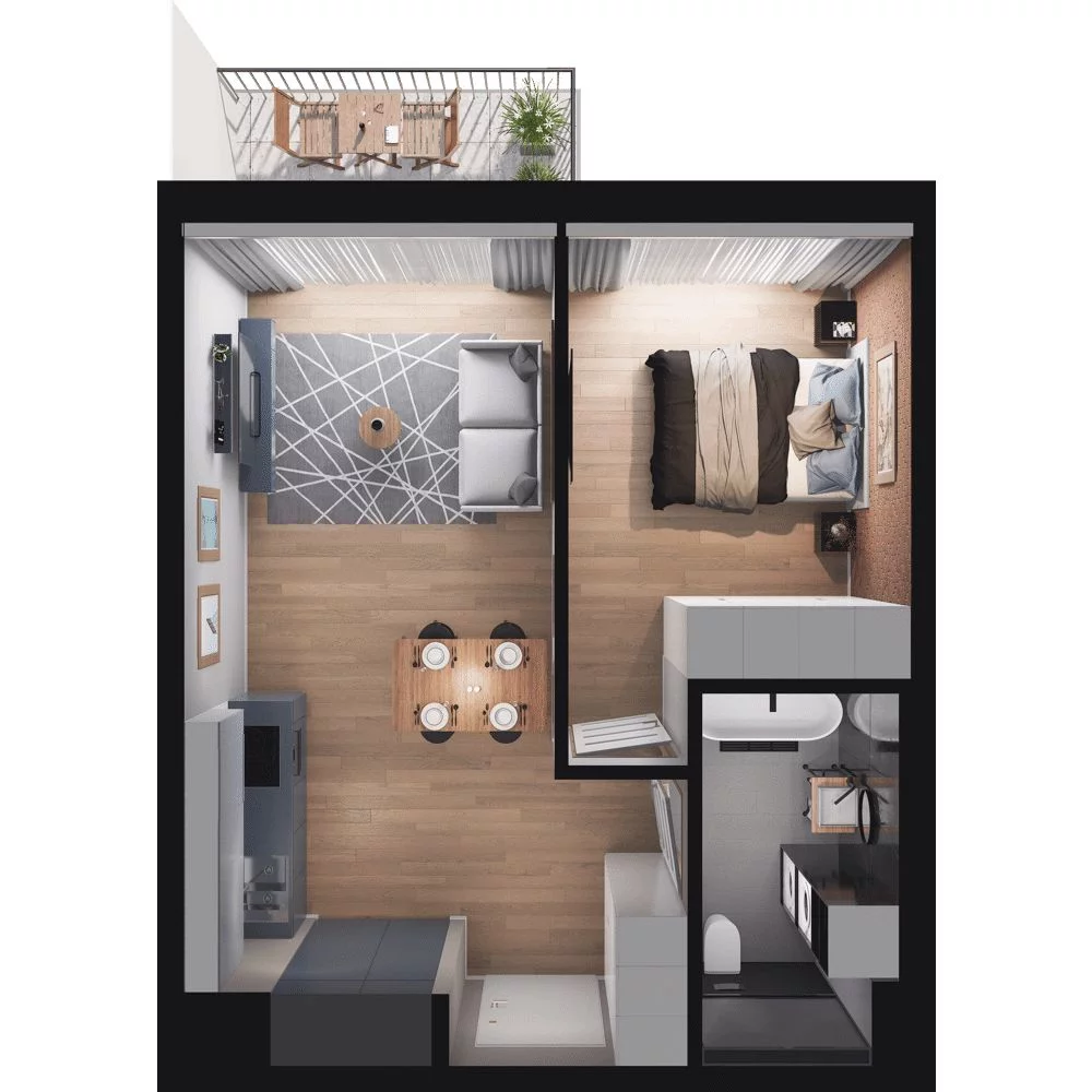 2 pokoje, mieszkanie 40,56 m², piętro 2, oferta nr WO/P35/33, Wiszące Ogrody, Gdańsk, Jasień, Kiełpinek, ul. Przytulna