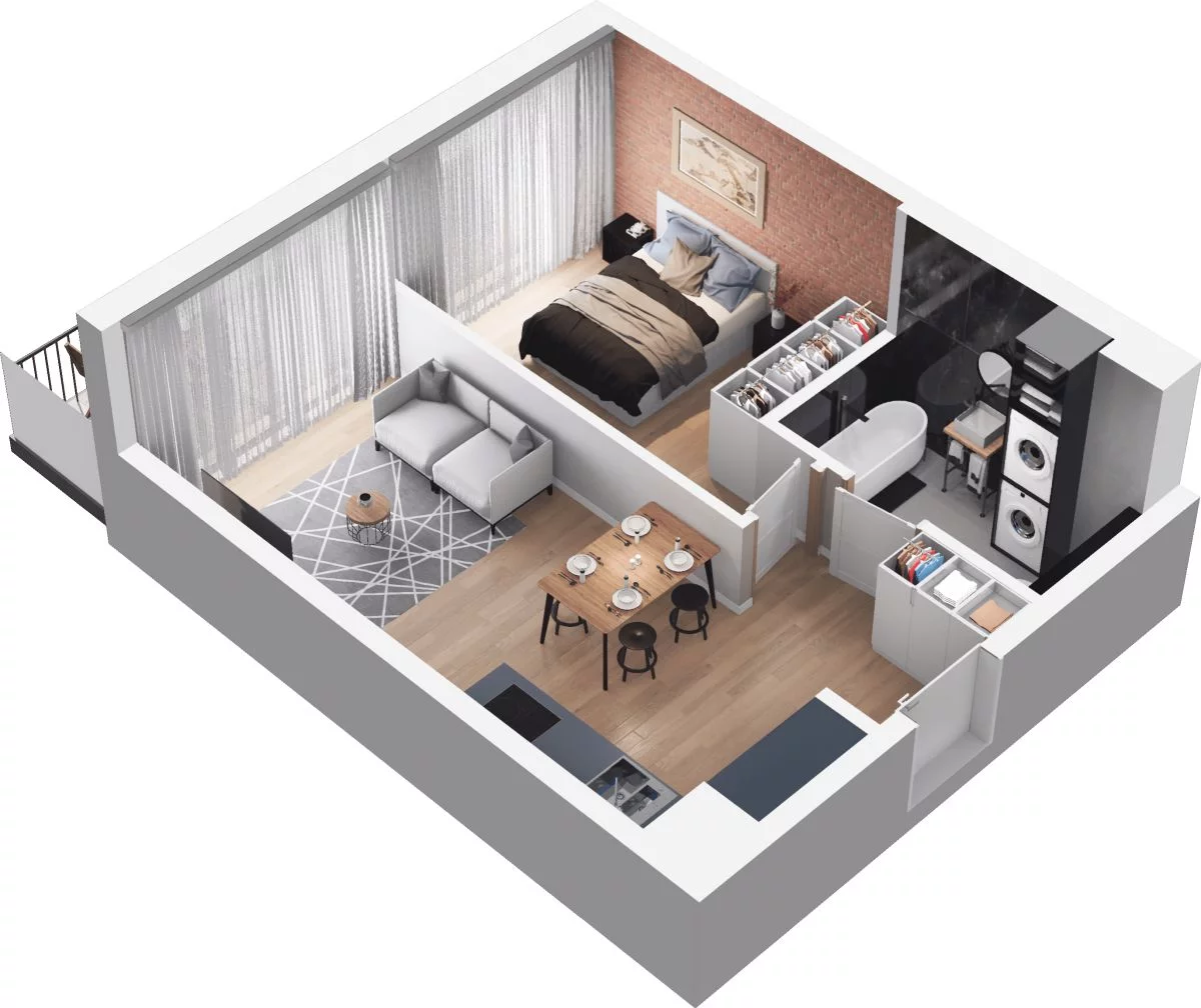 2 pokoje, mieszkanie 40,56 m², piętro 2, oferta nr WO/P35/33, Wiszące Ogrody, Gdańsk, Jasień, Kiełpinek, ul. Przytulna