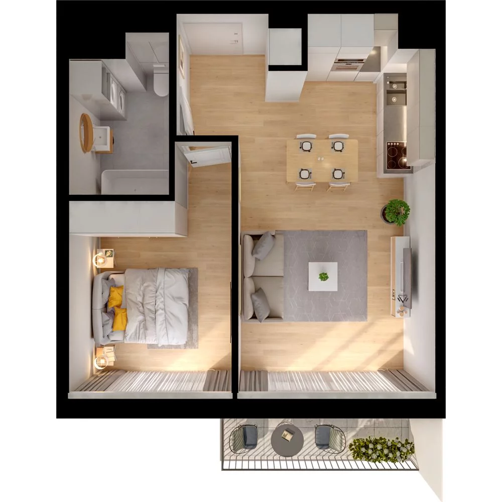 2 pokoje, mieszkanie 44,01 m², piętro 1, oferta nr WO/P33/22, Wiszące Ogrody, Gdańsk, Jasień, Kiełpinek, ul. Przytulna