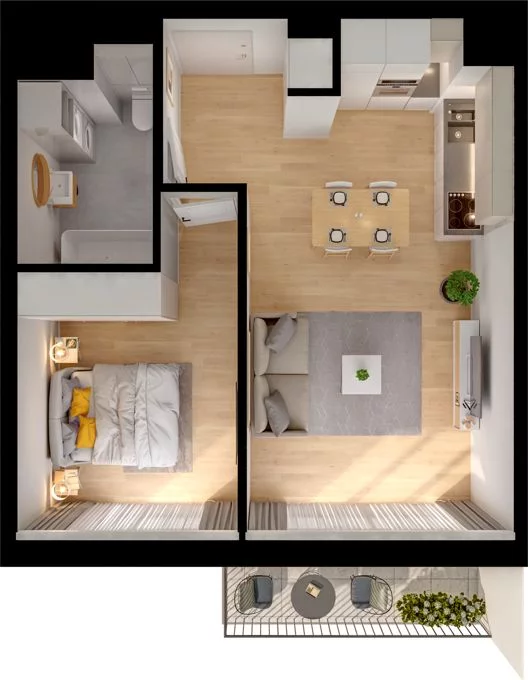 2 pokoje, mieszkanie 44,01 m², piętro 1, oferta nr WO/P33/22, Wiszące Ogrody, Gdańsk, Jasień, Kiełpinek, ul. Przytulna