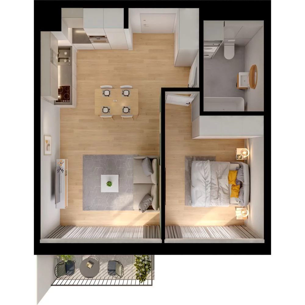 2 pokoje, mieszkanie 44,58 m², piętro 2, oferta nr WO/P33/32, Wiszące Ogrody, Gdańsk, Jasień, Kiełpinek, ul. Przytulna