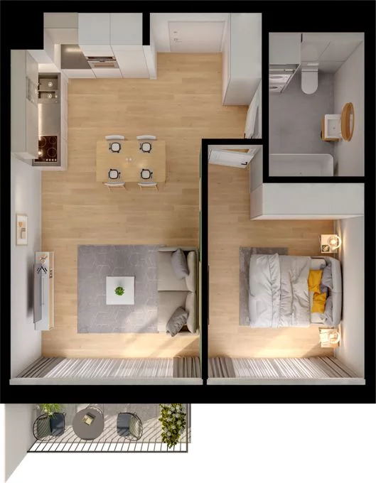 2 pokoje, mieszkanie 44,58 m², piętro 2, oferta nr WO/P33/32, Wiszące Ogrody, Gdańsk, Jasień, Kiełpinek, ul. Przytulna