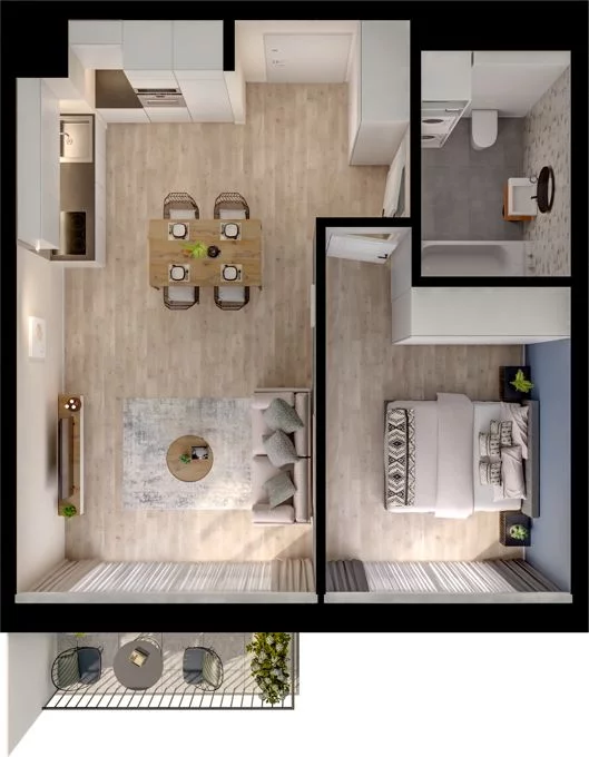 2 pokoje, mieszkanie 44,58 m², piętro 2, oferta nr WO/P33/32, Wiszące Ogrody, Gdańsk, Jasień, Kiełpinek, ul. Przytulna