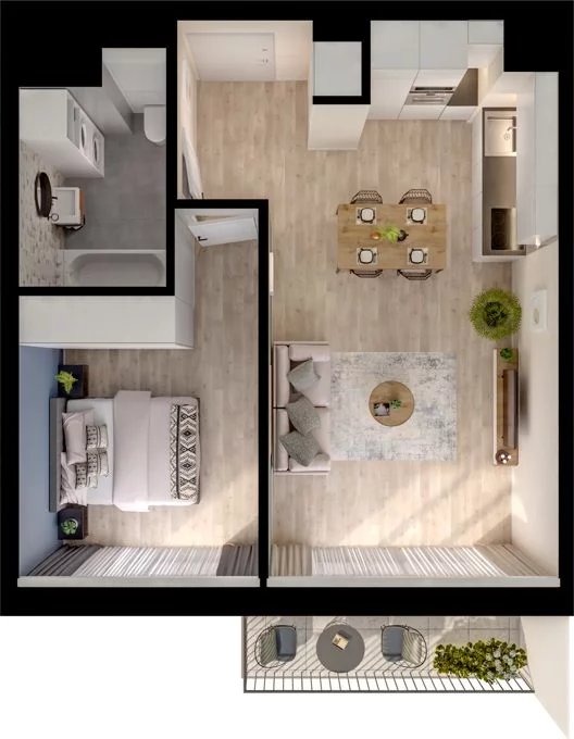 2 pokoje, mieszkanie 44,01 m², piętro 3, oferta nr WO/P33/44, Wiszące Ogrody, Gdańsk, Jasień, Kiełpinek, ul. Przytulna