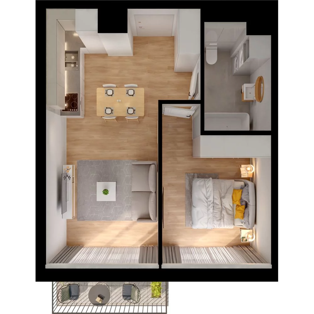 2 pokoje, mieszkanie 40,15 m², piętro 3, oferta nr WO/P33/45, Wiszące Ogrody, Gdańsk, Jasień, Kiełpinek, ul. Przytulna
