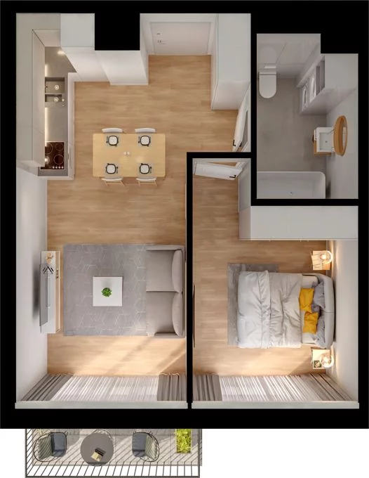 2 pokoje, mieszkanie 40,15 m², piętro 3, oferta nr WO/P33/45, Wiszące Ogrody, Gdańsk, Jasień, Kiełpinek, ul. Przytulna