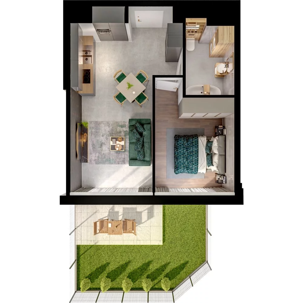 2 pokoje, mieszkanie 39,73 m², parter, oferta nr WO/P31/1, Wiszące Ogrody, Gdańsk, Jasień, Kiełpinek, ul. Przytulna