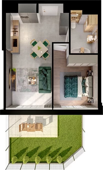2 pokoje, mieszkanie 39,73 m², parter, oferta nr WO/P31/1, Wiszące Ogrody, Gdańsk, Jasień, Kiełpinek, ul. Przytulna