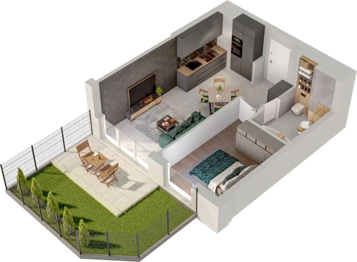 2 pokoje, mieszkanie 39,73 m², parter, oferta nr WO/P31/1, Wiszące Ogrody, Gdańsk, Jasień, Kiełpinek, ul. Przytulna