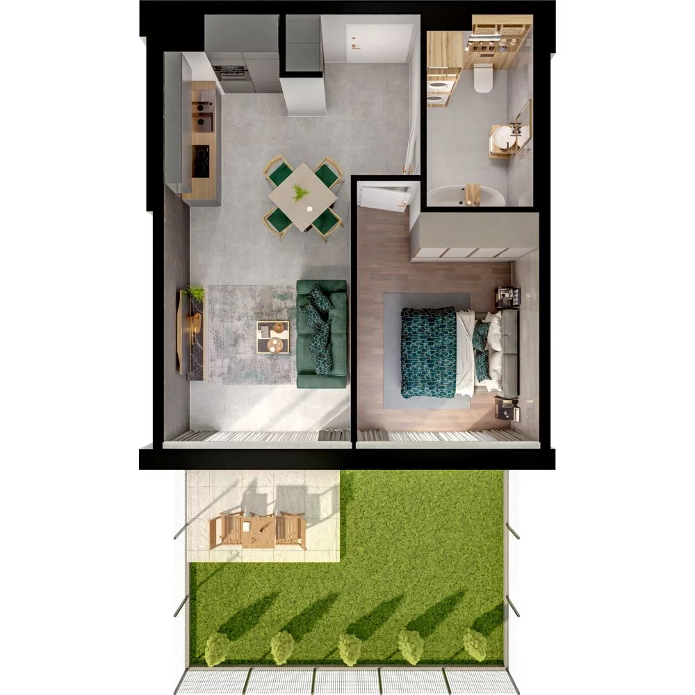2 pokoje, mieszkanie 40,67 m², parter, oferta nr WO/P31/2, Wiszące Ogrody, Gdańsk, Jasień, Kiełpinek, ul. Przytulna