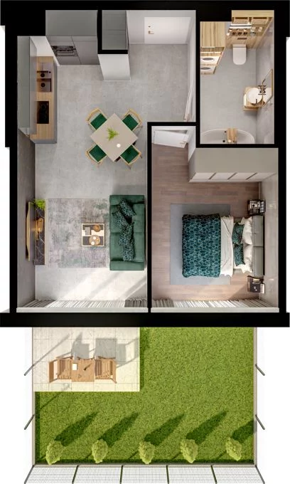 2 pokoje, mieszkanie 40,67 m², parter, oferta nr WO/P31/2, Wiszące Ogrody, Gdańsk, Jasień, Kiełpinek, ul. Przytulna