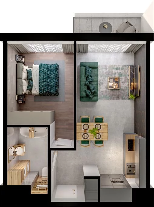 2 pokoje, mieszkanie 40,10 m², piętro 2, oferta nr WO/P31/35, Wiszące Ogrody, Gdańsk, Jasień, Kiełpinek, ul. Przytulna