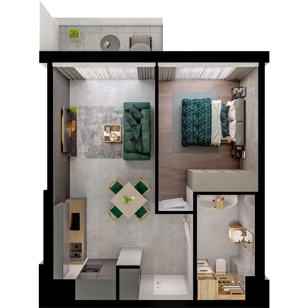 2 pokoje, mieszkanie 40,68 m², piętro 3, oferta nr WO/P31/44, Wiszące Ogrody, Gdańsk, Jasień, Kiełpinek, ul. Przytulna