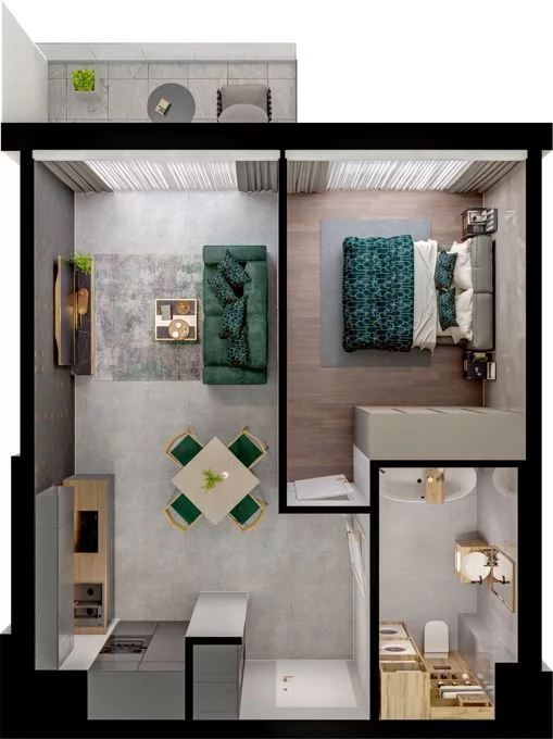 2 pokoje, mieszkanie 40,68 m², piętro 3, oferta nr WO/P31/44, Wiszące Ogrody, Gdańsk, Jasień, Kiełpinek, ul. Przytulna
