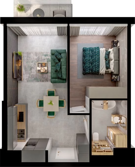 2 pokoje, mieszkanie 40,52 m², piętro 4, oferta nr WO/P31/56, Wiszące Ogrody, Gdańsk, Jasień, Kiełpinek, ul. Przytulna