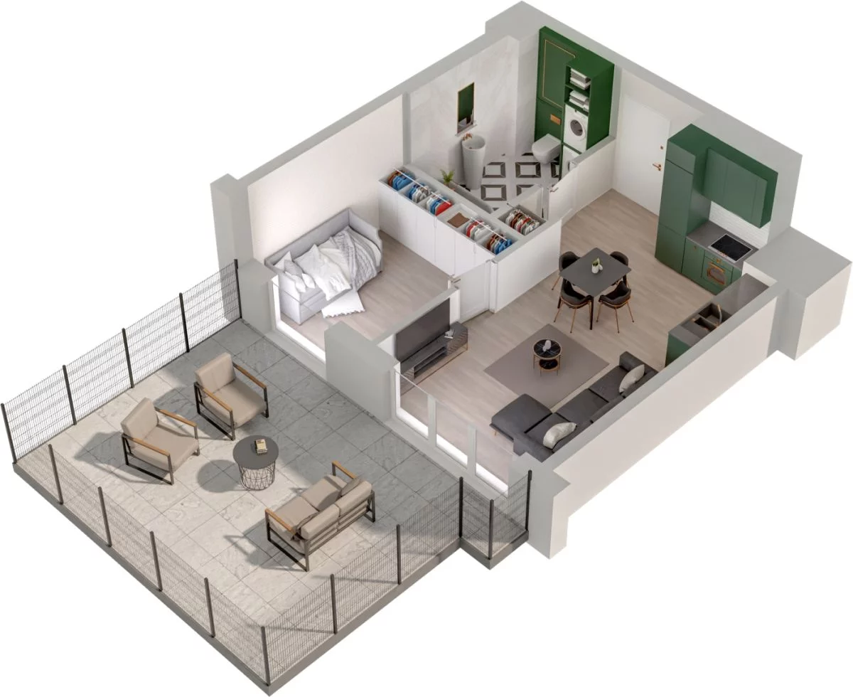 2 pokoje, mieszkanie 40,14 m², parter, oferta nr WO/P3/2, Wiszące Ogrody, Gdańsk, Jasień, Kiełpinek, ul. Przytulna