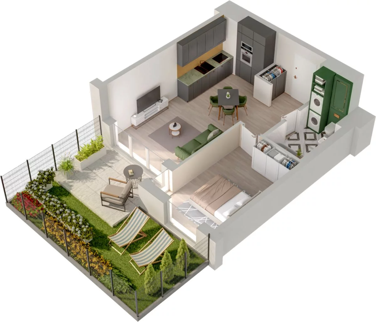 2 pokoje, mieszkanie 43,76 m², parter, oferta nr WO/P3/5, Wiszące Ogrody, Gdańsk, Jasień, Kiełpinek, ul. Przytulna