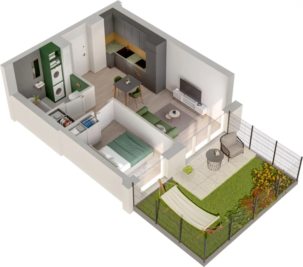 2 pokoje, mieszkanie 33,95 m², parter, oferta nr WO/P3/7, Wiszące Ogrody, Gdańsk, Jasień, Kiełpinek, ul. Przytulna