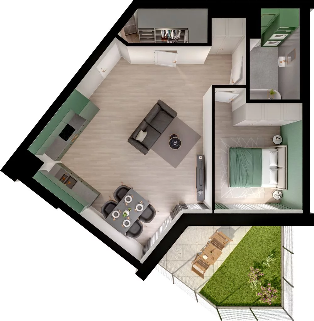 2 pokoje, mieszkanie 49,68 m², parter, oferta nr WO/P3/8, Wiszące Ogrody, Gdańsk, Jasień, Kiełpinek, ul. Przytulna