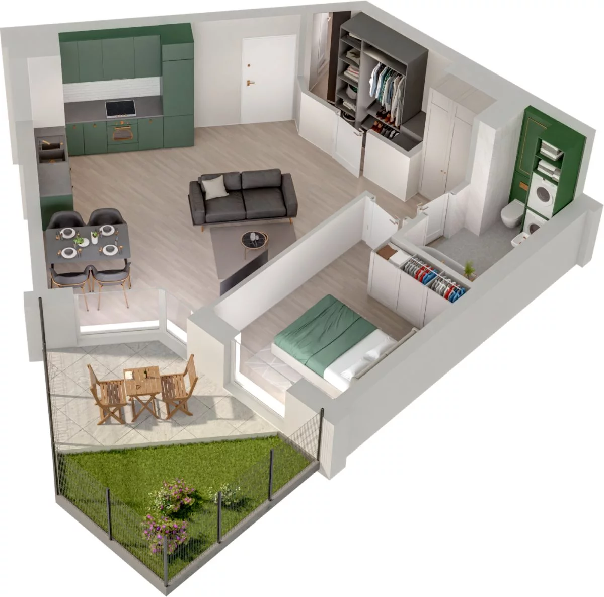 2 pokoje, mieszkanie 49,68 m², parter, oferta nr WO/P3/8, Wiszące Ogrody, Gdańsk, Jasień, Kiełpinek, ul. Przytulna