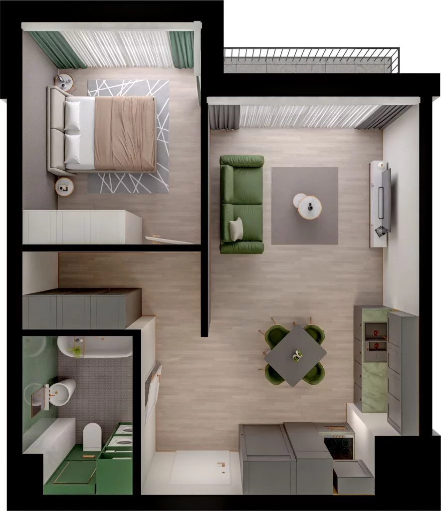 2 pokoje, mieszkanie 45,51 m², piętro 1, oferta nr WO/P3/14, Wiszące Ogrody, Gdańsk, Jasień, Kiełpinek, ul. Przytulna
