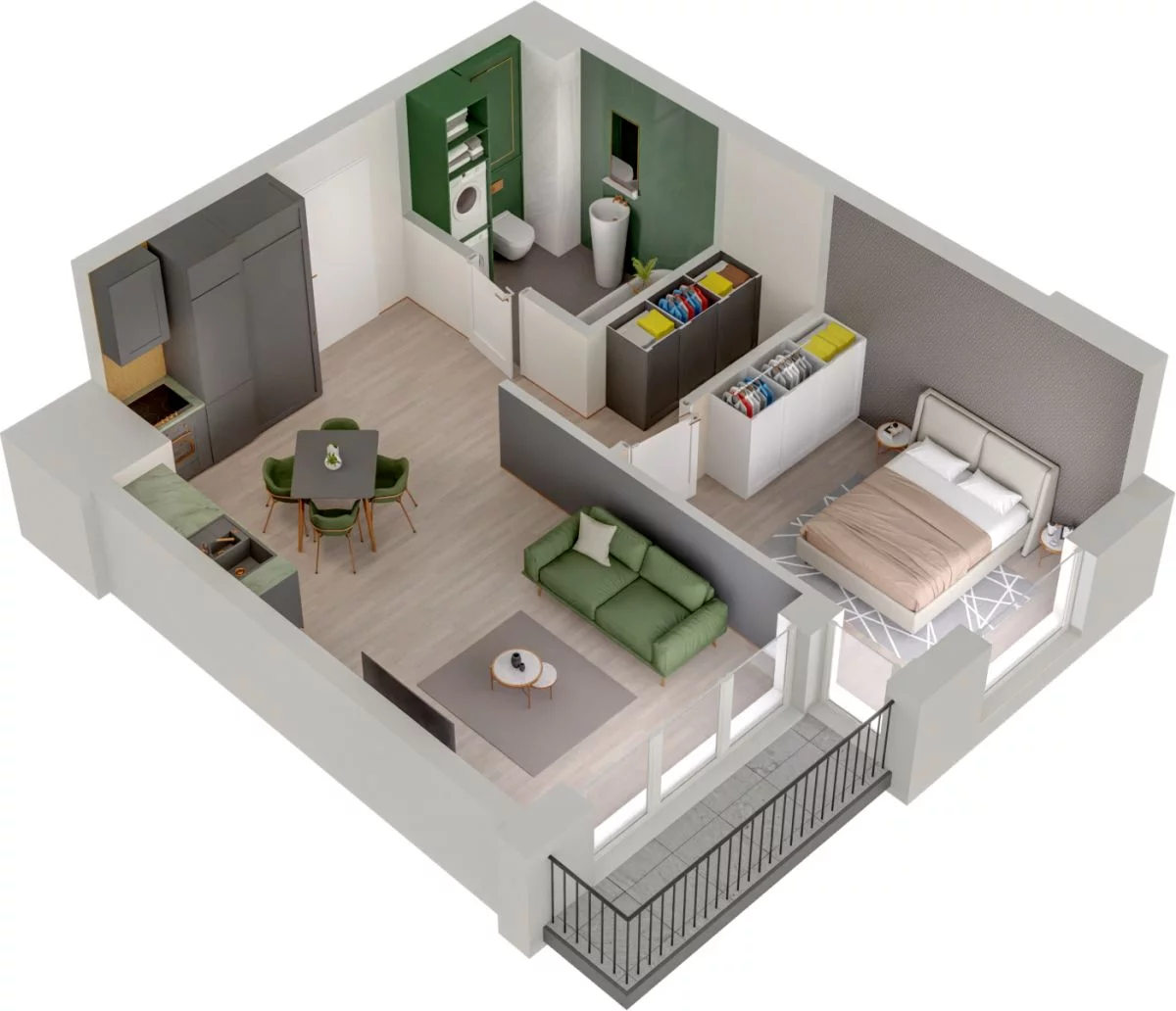 2 pokoje, mieszkanie 45,51 m², piętro 1, oferta nr WO/P3/14, Wiszące Ogrody, Gdańsk, Jasień, Kiełpinek, ul. Przytulna