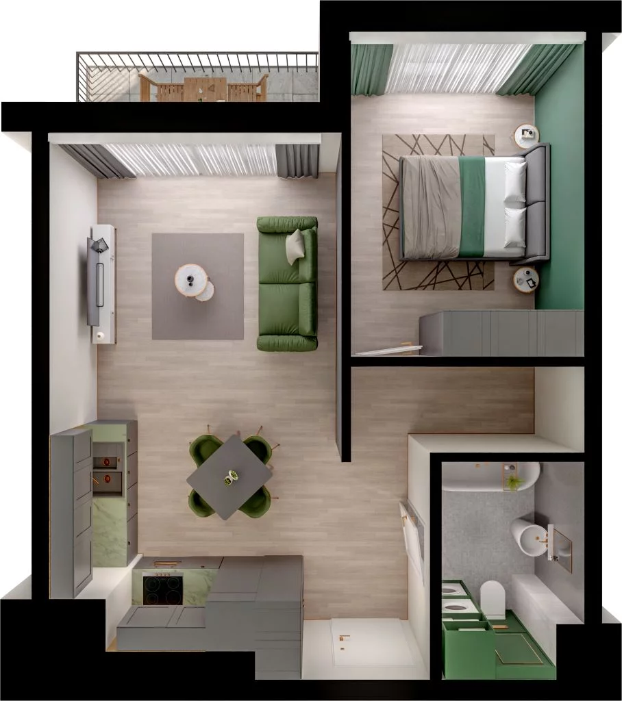 2 pokoje, mieszkanie 43,70 m², piętro 2, oferta nr WO/P3/28, Wiszące Ogrody, Gdańsk, Jasień, Kiełpinek, ul. Przytulna