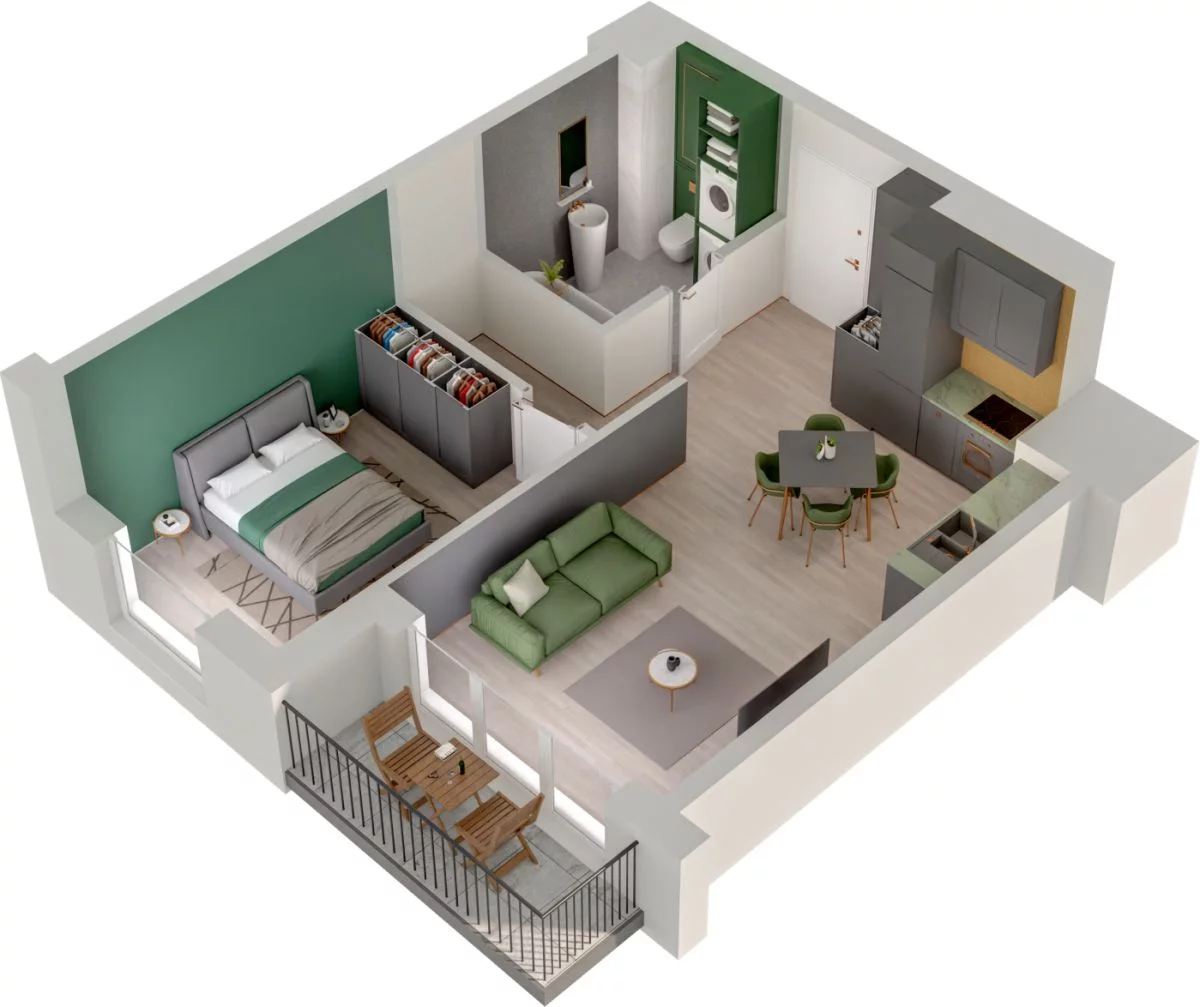 2 pokoje, mieszkanie 43,70 m², piętro 2, oferta nr WO/P3/28, Wiszące Ogrody, Gdańsk, Jasień, Kiełpinek, ul. Przytulna
