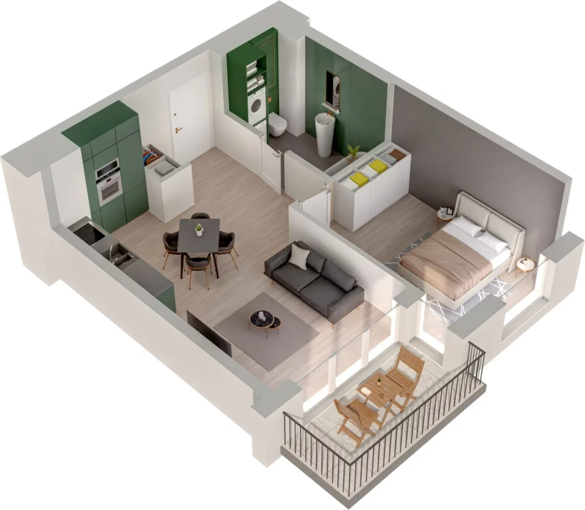 2 pokoje, mieszkanie 43,76 m², piętro 2, oferta nr WO/P3/31, Wiszące Ogrody, Gdańsk, Jasień, Kiełpinek, ul. Przytulna