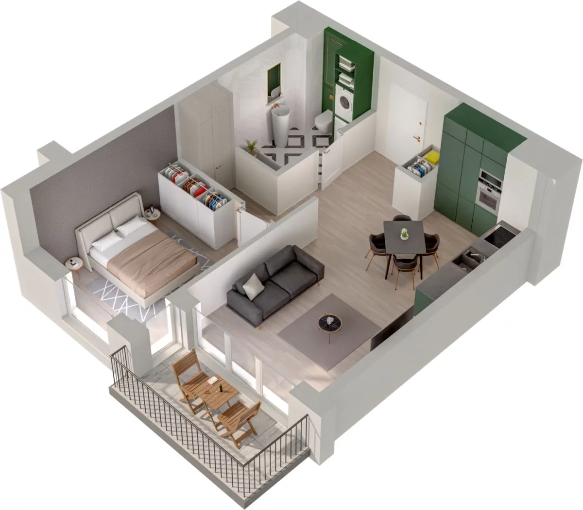 2 pokoje, mieszkanie 44,33 m², piętro 3, oferta nr WO/P3/45, Wiszące Ogrody, Gdańsk, Jasień, Kiełpinek, ul. Przytulna