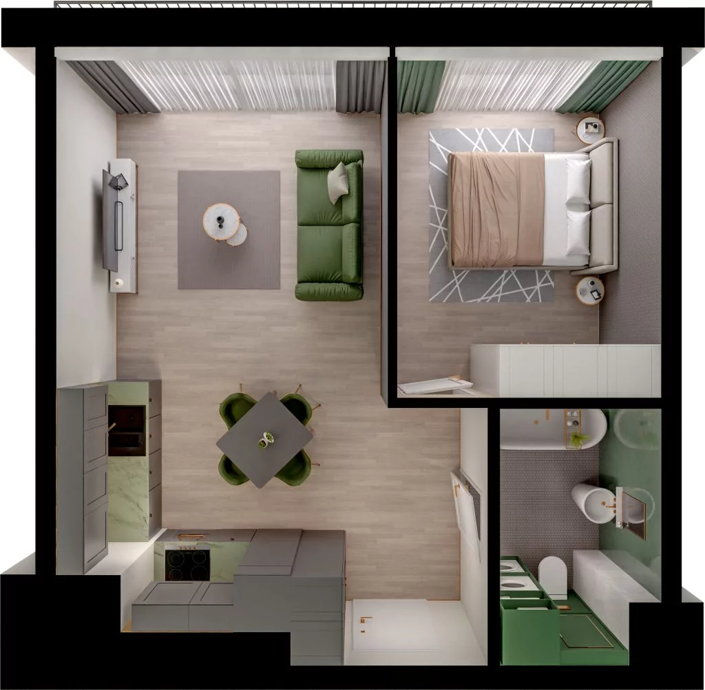 2 pokoje, mieszkanie 40,30 m², piętro 4, oferta nr WO/P3/54, Wiszące Ogrody, Gdańsk, Jasień, Kiełpinek, ul. Przytulna