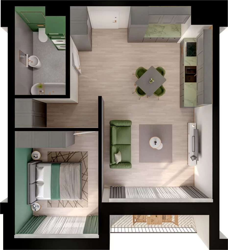 2 pokoje, mieszkanie 45,83 m², piętro 4, oferta nr WO/P3/58, Wiszące Ogrody, Gdańsk, Jasień, Kiełpinek, ul. Przytulna