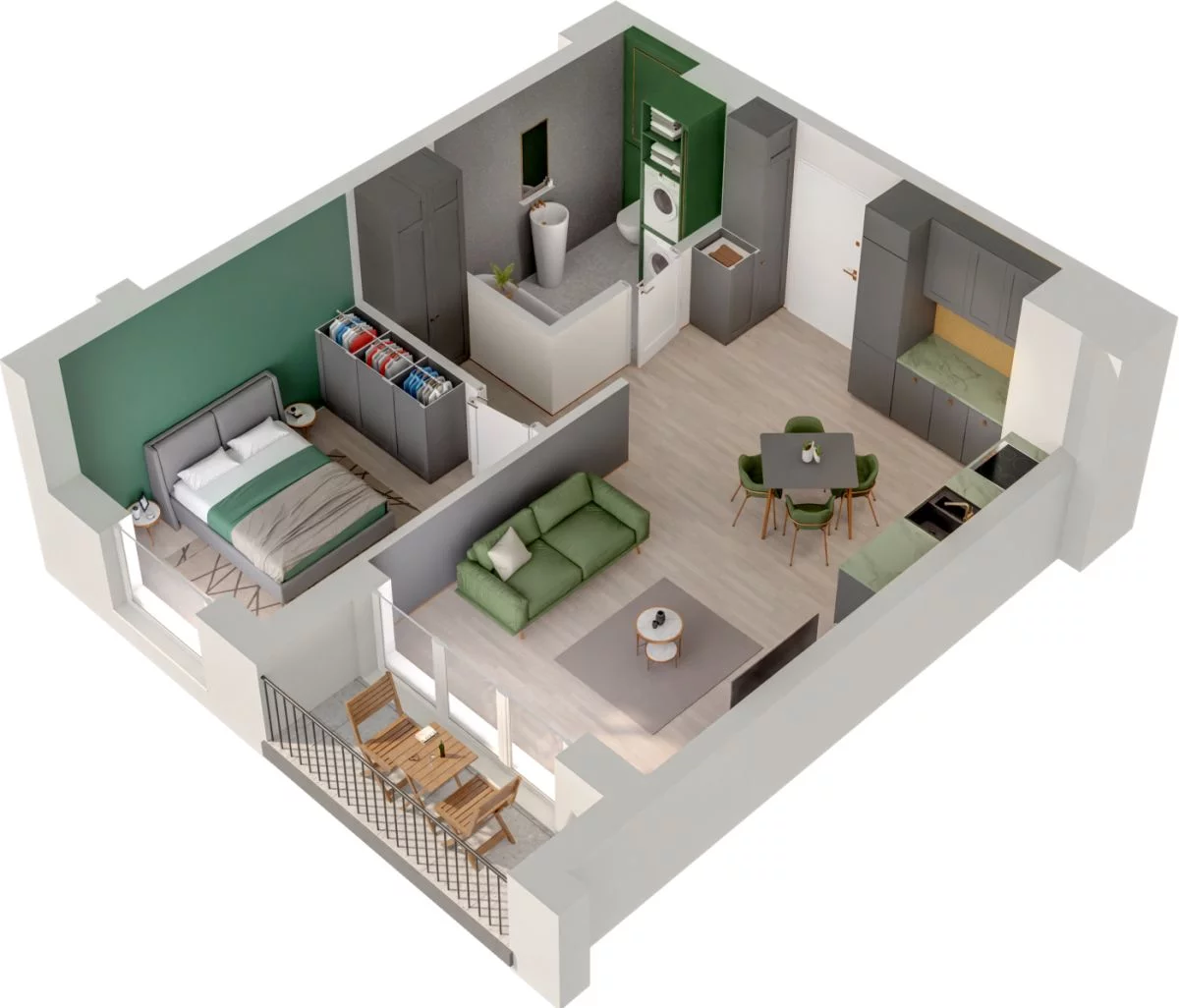 2 pokoje, mieszkanie 45,83 m², piętro 4, oferta nr WO/P3/58, Wiszące Ogrody, Gdańsk, Jasień, Kiełpinek, ul. Przytulna