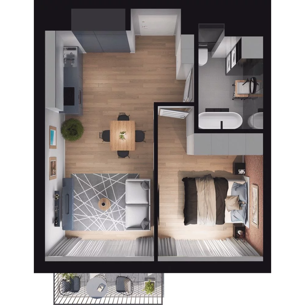 2 pokoje, mieszkanie 39,54 m², parter, oferta nr WO/P35/7, Wiszące Ogrody, Gdańsk, Jasień, Kiełpinek, ul. Przytulna