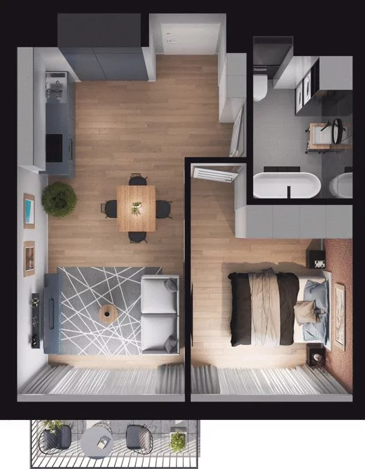 2 pokoje, mieszkanie 39,54 m², parter, oferta nr WO/P35/7, Wiszące Ogrody, Gdańsk, Jasień, Kiełpinek, ul. Przytulna