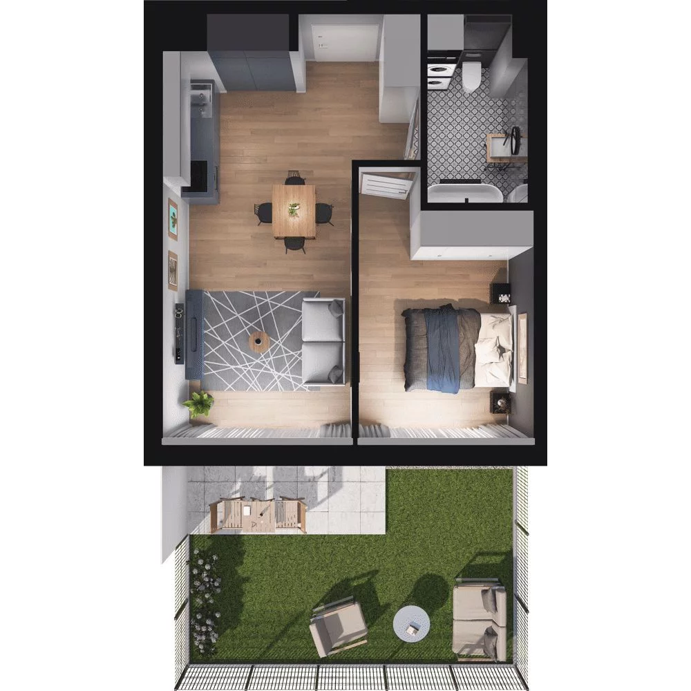 2 pokoje, mieszkanie 40,53 m², parter, oferta nr WO/P35/2, Wiszące Ogrody, Gdańsk, Jasień, Kiełpinek, ul. Przytulna