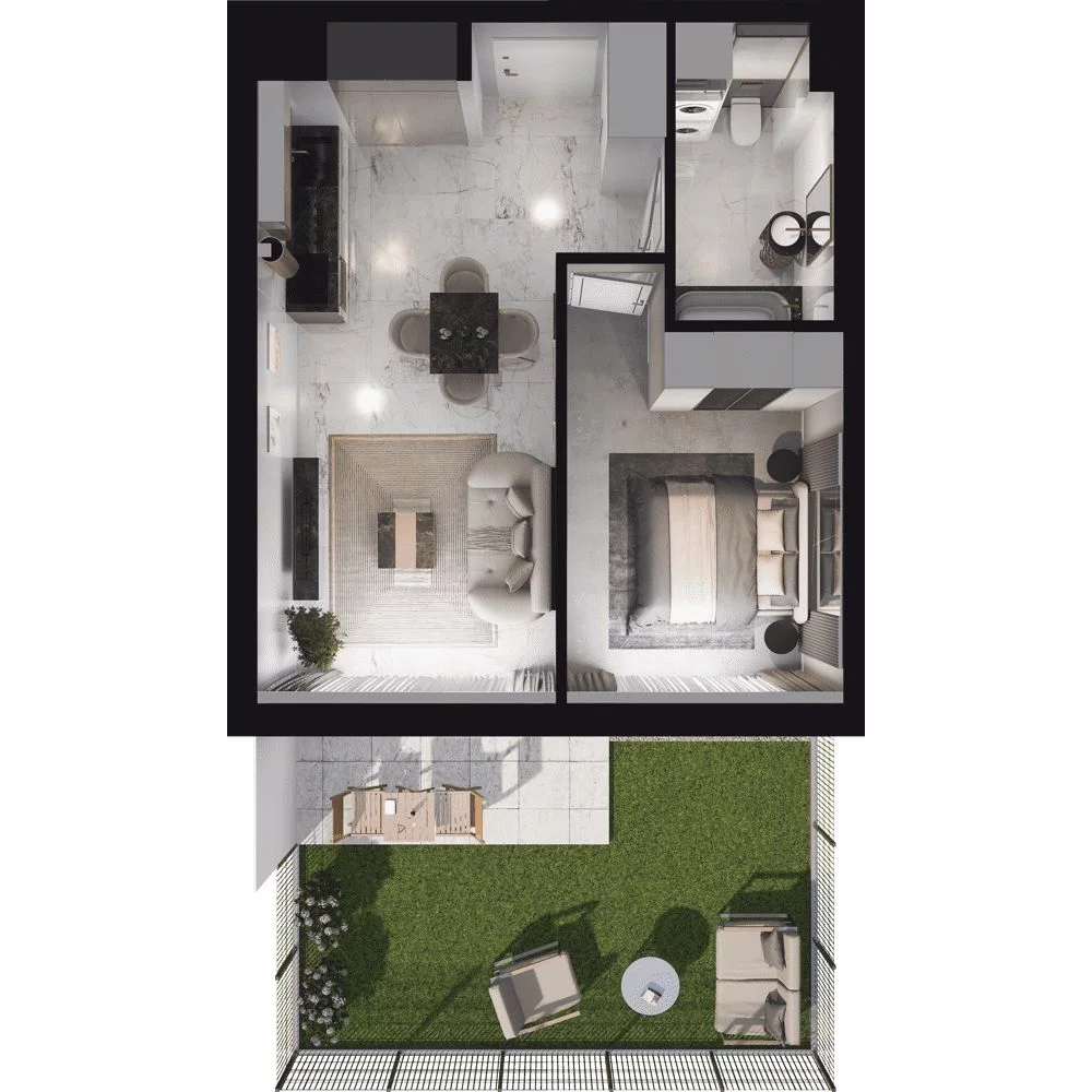 2 pokoje, mieszkanie 40,53 m², parter, oferta nr WO/P35/2, Wiszące Ogrody, Gdańsk, Jasień, Kiełpinek, ul. Przytulna