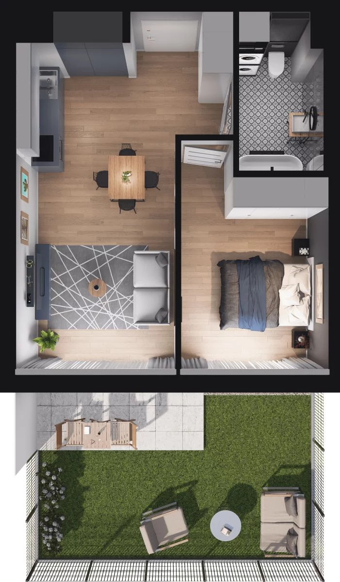 2 pokoje, mieszkanie 40,53 m², parter, oferta nr WO/P35/2, Wiszące Ogrody, Gdańsk, Jasień, Kiełpinek, ul. Przytulna