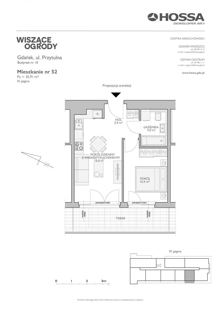 Mieszkanie 35,91 m², piętro 4, oferta nr WO/10/52, Wiszące Ogrody, Gdańsk, Jasień, Kiełpinek, ul. Przytulna
