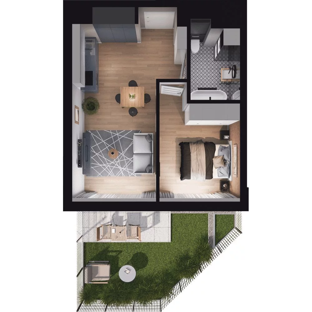 2 pokoje, mieszkanie 39,54 m², parter, oferta nr WO/P35/1, Wiszące Ogrody, Gdańsk, Jasień, Kiełpinek, ul. Przytulna