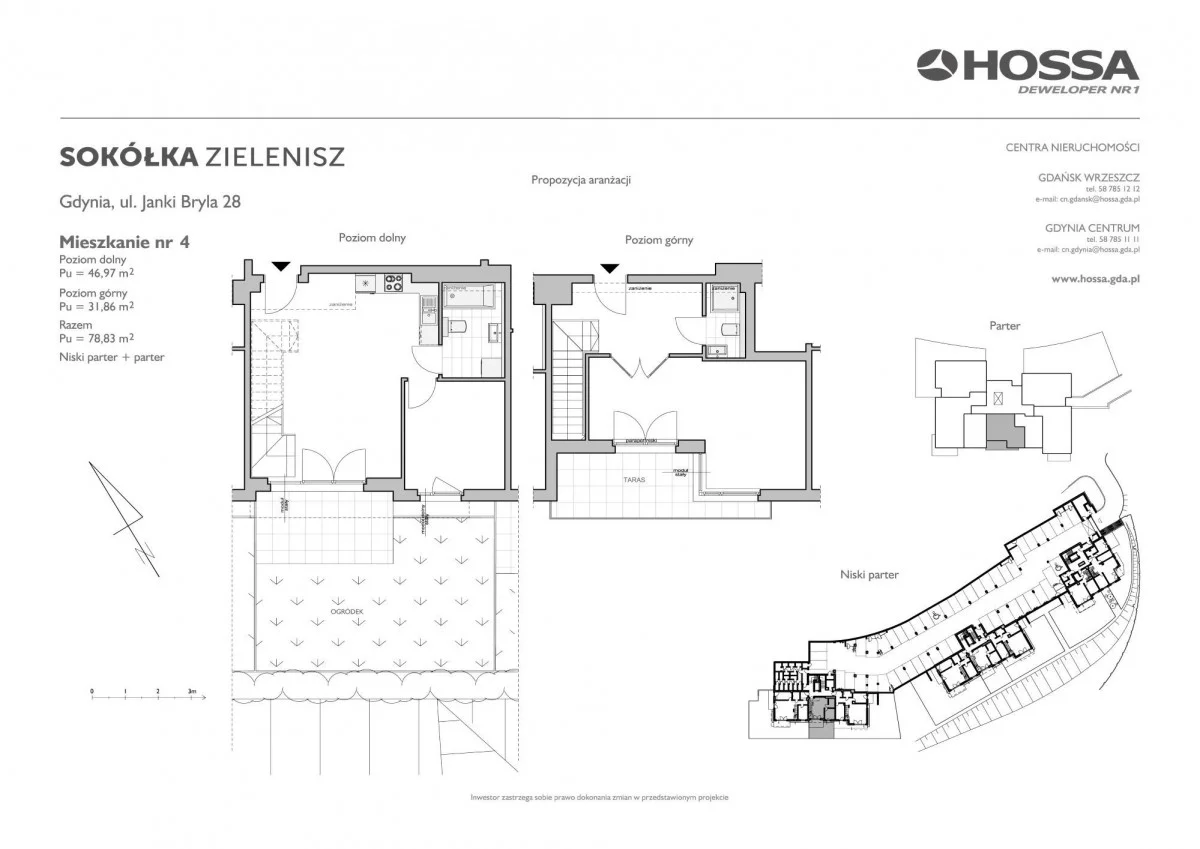 3 pokoje, mieszkanie 78,83 m², parter, oferta nr SZ/JB/28/4, Sokółka Zielenisz, Gdynia, Chwarzno-Wiczlino, ul. bpa Baranauskasa