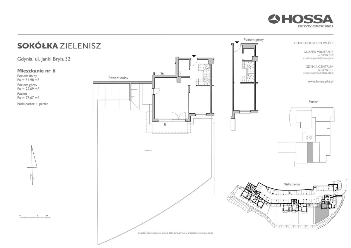 3 pokoje, mieszkanie 77,80 m², parter, oferta nr SZ/JB/32/6, Sokółka Zielenisz, Gdynia, Chwarzno-Wiczlino, ul. bpa Baranauskasa