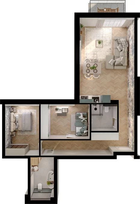 3 pokoje, mieszkanie 73,84 m², piętro 1, oferta nr WL/D33/4, Wiczlino Lyceum, Gdynia, Chwarzno-Wiczlino, Wiczlino, ul. Danusi 31 