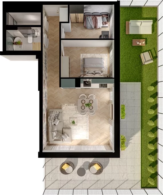 3 pokoje, mieszkanie 60,47 m², piętro 1, oferta nr WL/D33/6, Wiczlino Lyceum, Gdynia, Chwarzno-Wiczlino, Wiczlino, ul. Danusi 31 