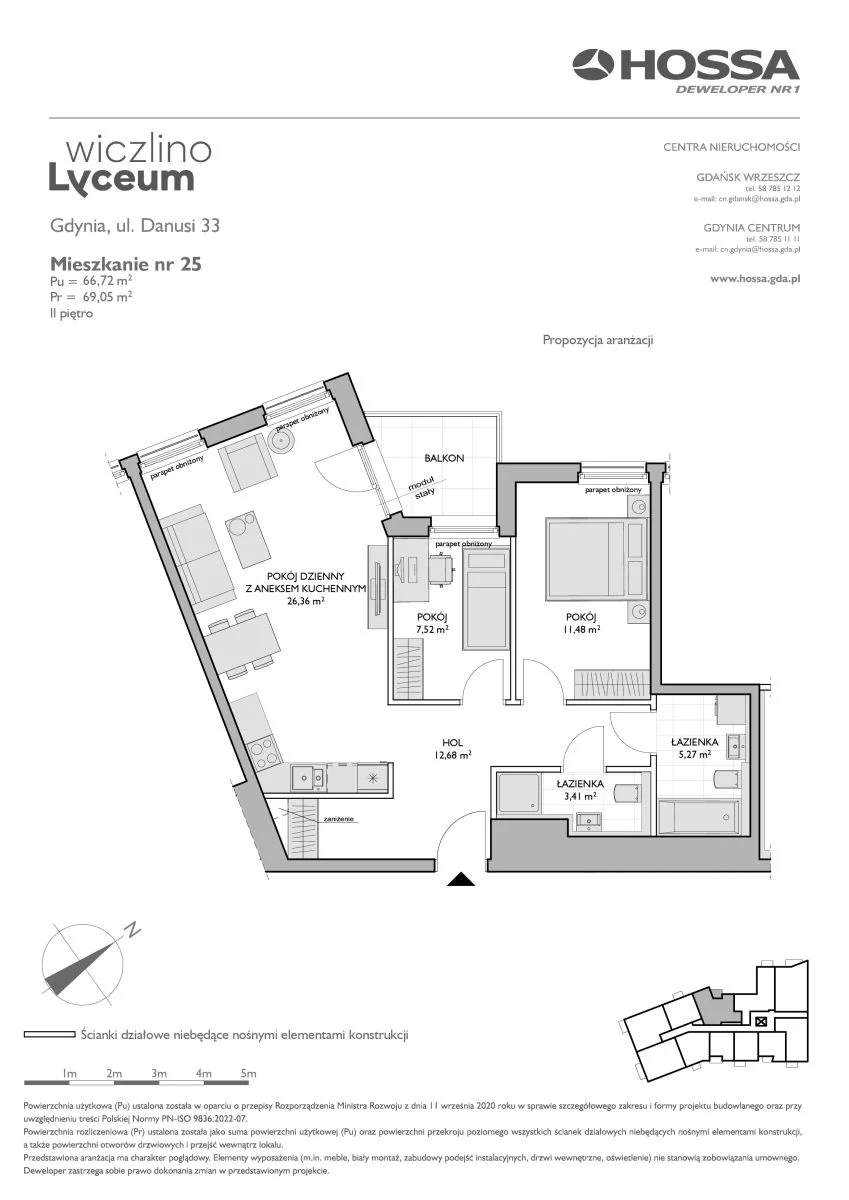 3 pokoje, mieszkanie 69,05 m², piętro 2, oferta nr WL/D33/25, Wiczlino Lyceum, Gdynia, Chwarzno-Wiczlino, Wiczlino, ul. Danusi 31 